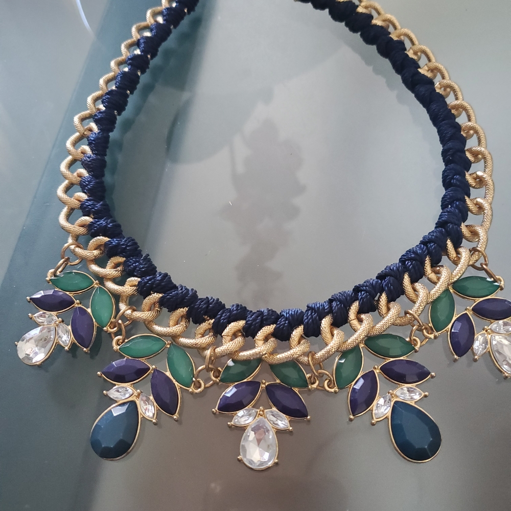 Elegant Gold and Blue Statement Necklace